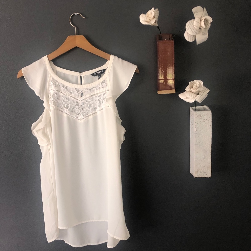 Express White Lace Tank - S
